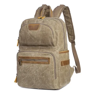 

Retro Backpacks Male Travel Bag Large Capacity Waterproof Canvas Leather Laptop Backpack School Shoulder bag Men Casual Daypacks
