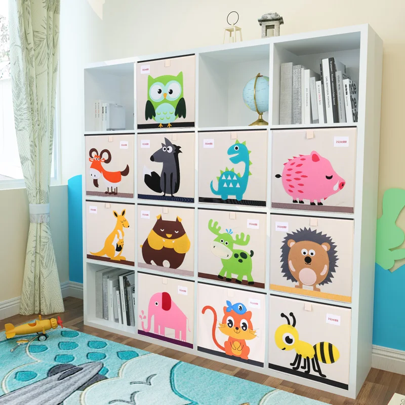 

33*33*33cm folding storage box child toys organizers bedroom Cabinet storage Finishing Box cute cartoon animal storage basket