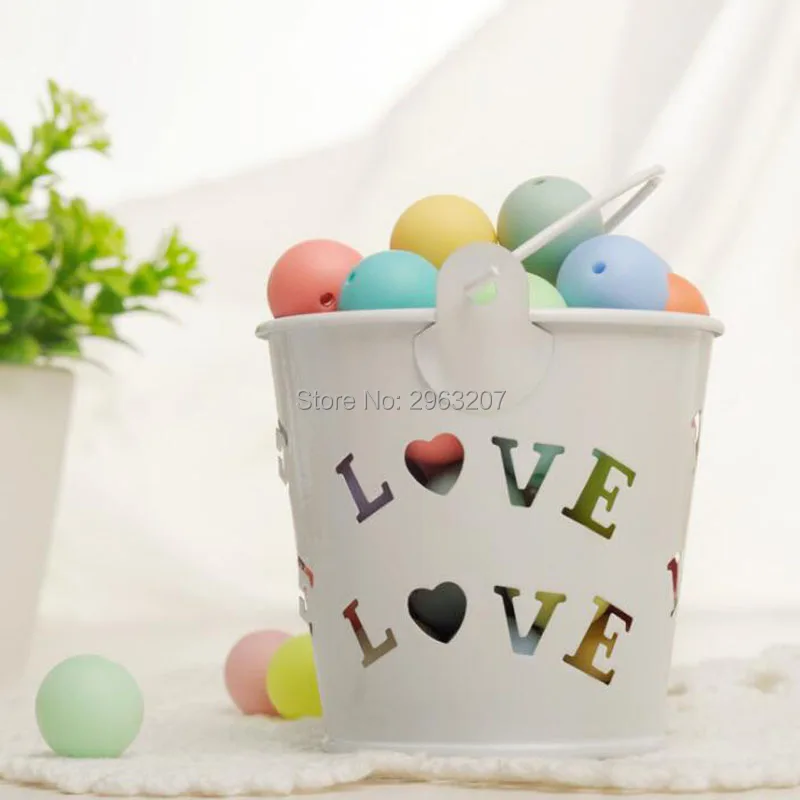 120pcs Love Hollow Mini Metal Bucket Wedding Tin Candy Box Buckets