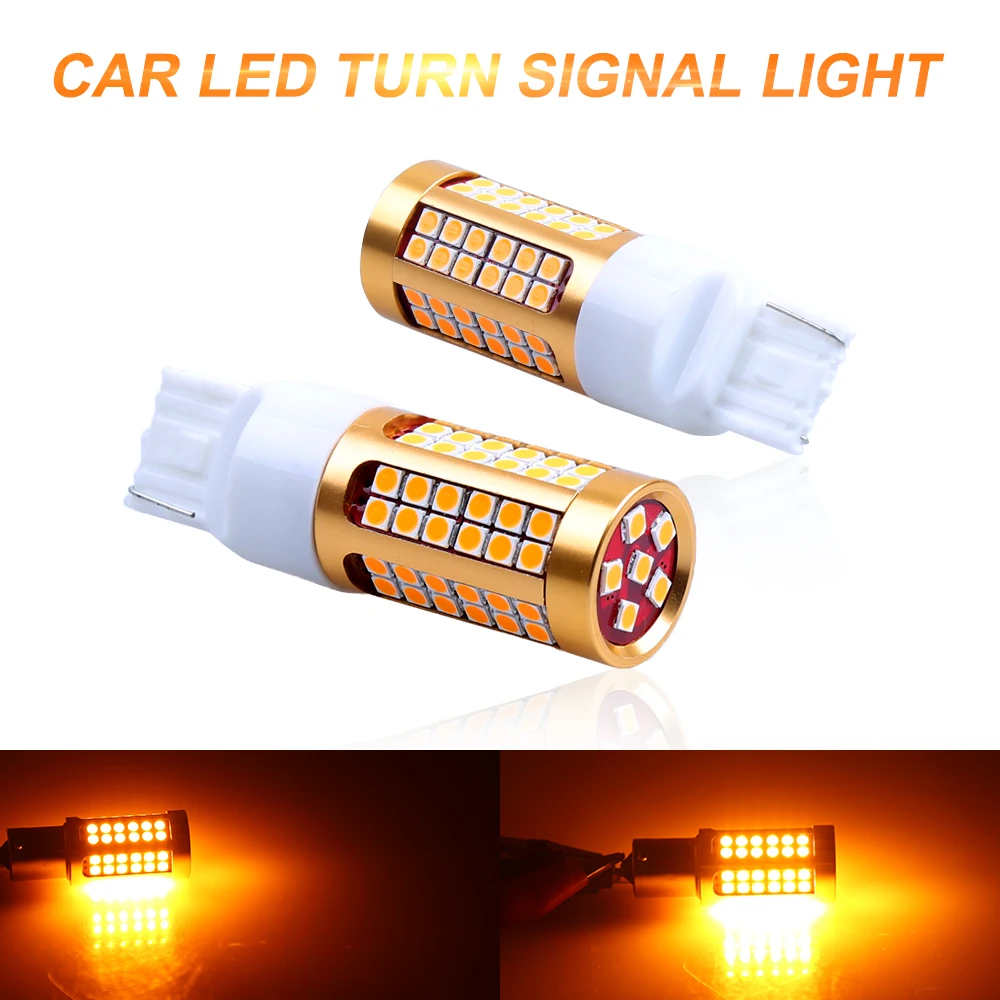 2X 7440 T20 LED 78SMD 3030LED Yellow WY21W Canbus No Error Bulbs For Turn Signal Lights 12V | Автомобили и мотоциклы