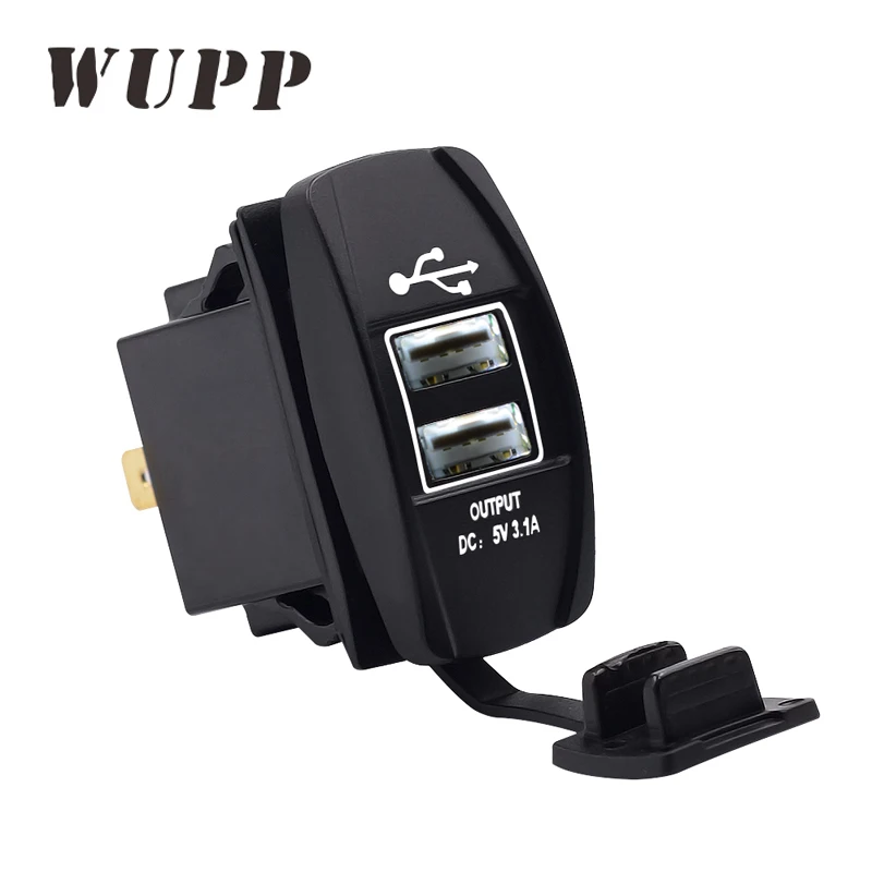 Car Auto Motorcycle Boat Chargers 3.1A Dual USB Charger Power Adapter White Led Outlet
