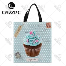 Сине-зеленая винтажная открытка в горошек милые для торта Cate пищевой узор индивидуальная Водонепроницаемая нейлоновая тканевая сумка-шоппер подарочная сумка