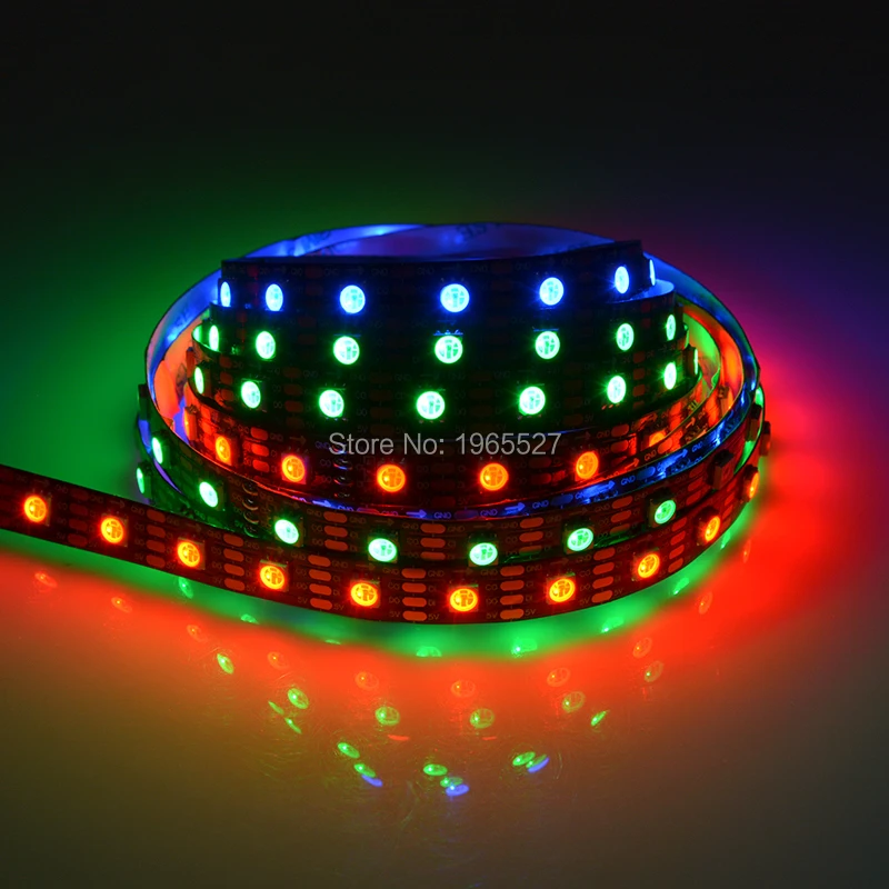 

5V 60LEDs/m HD107S(Similar APA102/APA107)Digital RGB Pixel LED Strip Light,5050 SMD Flexible Tape,Black PCB,Non-waterproof IP20
