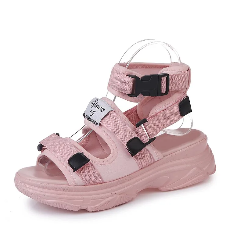 

2019 Platform Sandals Summer Shoes Women Flat Pink Sandalias de Verano Para Mujer Woman Buty Damskie Sandalen Dames Black White