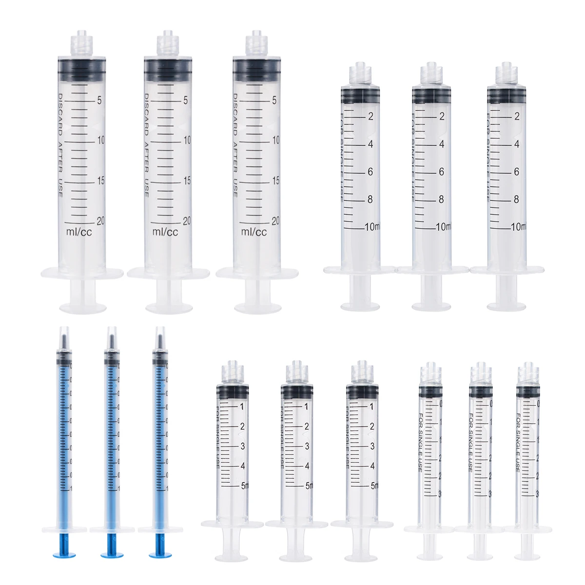 15 Pack New 20ml 10ml 5ml 3ml 1ml Syringes Blunt Tip Syringe Glue Syringe For Oil Or Glue Applicator