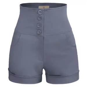 Однотонные шорты женские пляжные Повседневные Удобные передние карманы брюки с высокой талией пуговицы Клубная одежда Вечерние