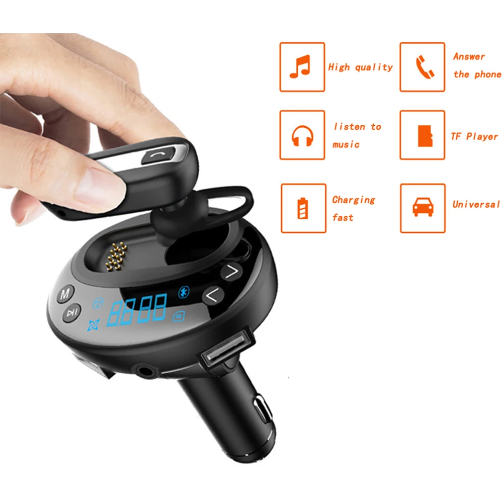 Плеер fm-передатчик гарнитура Dual USB Автомобильное bluetooth громкой связи быстро Зарядное устройство со светящимися кнопками V8 MP3 высокое