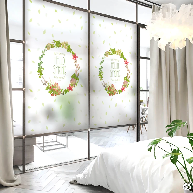 

Custom Static Cling Window Film Frosted Opaque Privacy Stained Glass Sticker Home Decor Digital print BLT1237 Green Dream Song