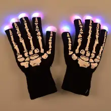 Светодиодный перчатки со скелетом, светящиеся, светящиеся, вязаные перчатки, легкие перчатки для шоу, Вечерние перчатки для дня рождения, Хеллоуина, костюм, новинка, игрушка