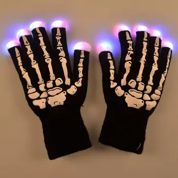 

LED Skeleton Gloves Light Up Shows Light Up Knit Gloves Light Show Gloves for Party Rave Birthday Halloween Costume Novelty Toy