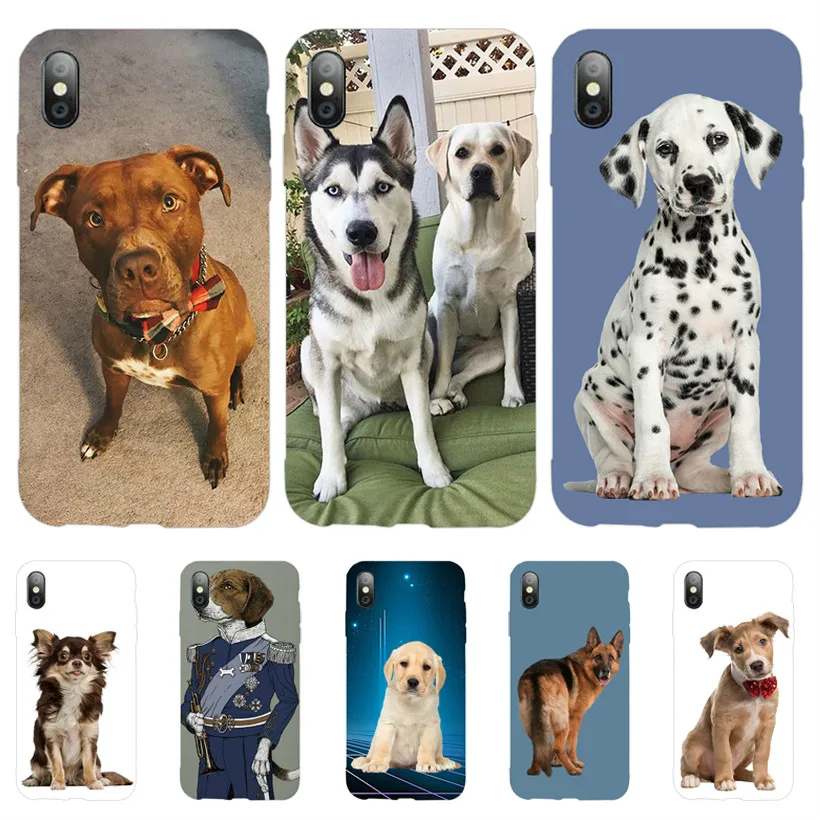 

Cute Pet Dogs Phone Case For IPhone 7 8 Case Soft TPU Cover Anti-knock Cellphone Covers IPhone X XR XS 6 6S Plus Silicone Case