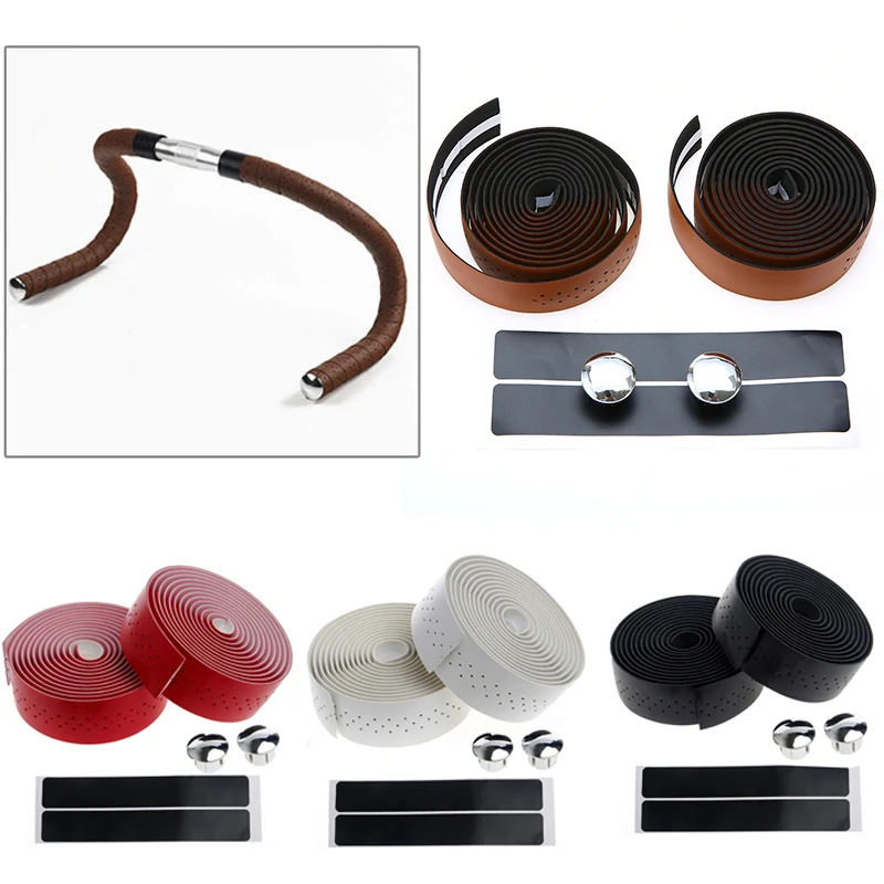 2Pcs Bike Bicycle Handlebar Tape Cycling Road Bike Sports Handlebar Tape Luxury Faux Leather Bar Tape Mountain Fixed Gear Belt
