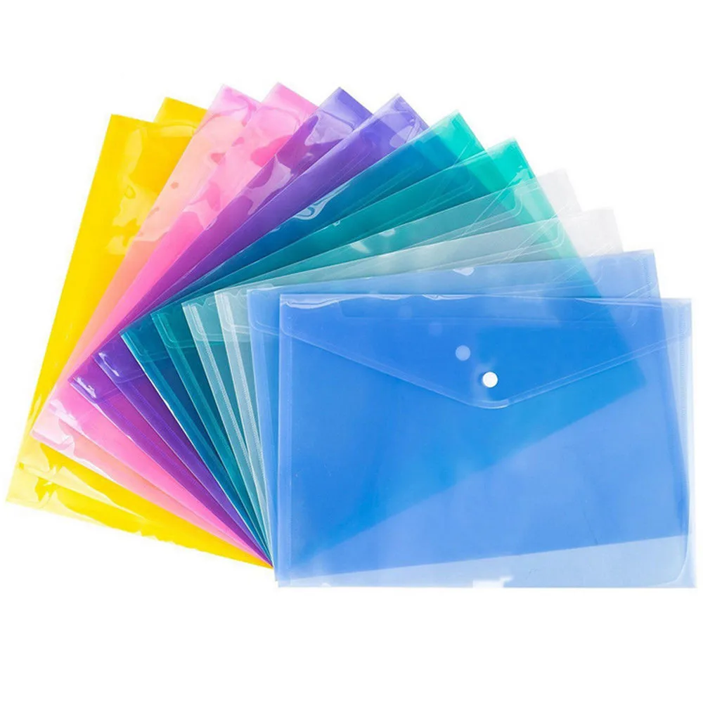 A4 Clear Document Bag Paper File Folder Stationery School Office Case PP 6colors 