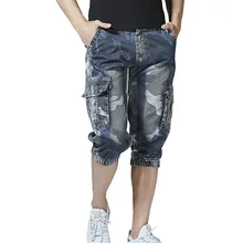 Мужские джинсовые камуфляжные шорты с несколькими карманами в стиле милитари байкерские короткие джинсы больших размеров модные повседневные шорты джинсовые мужские s Новинка