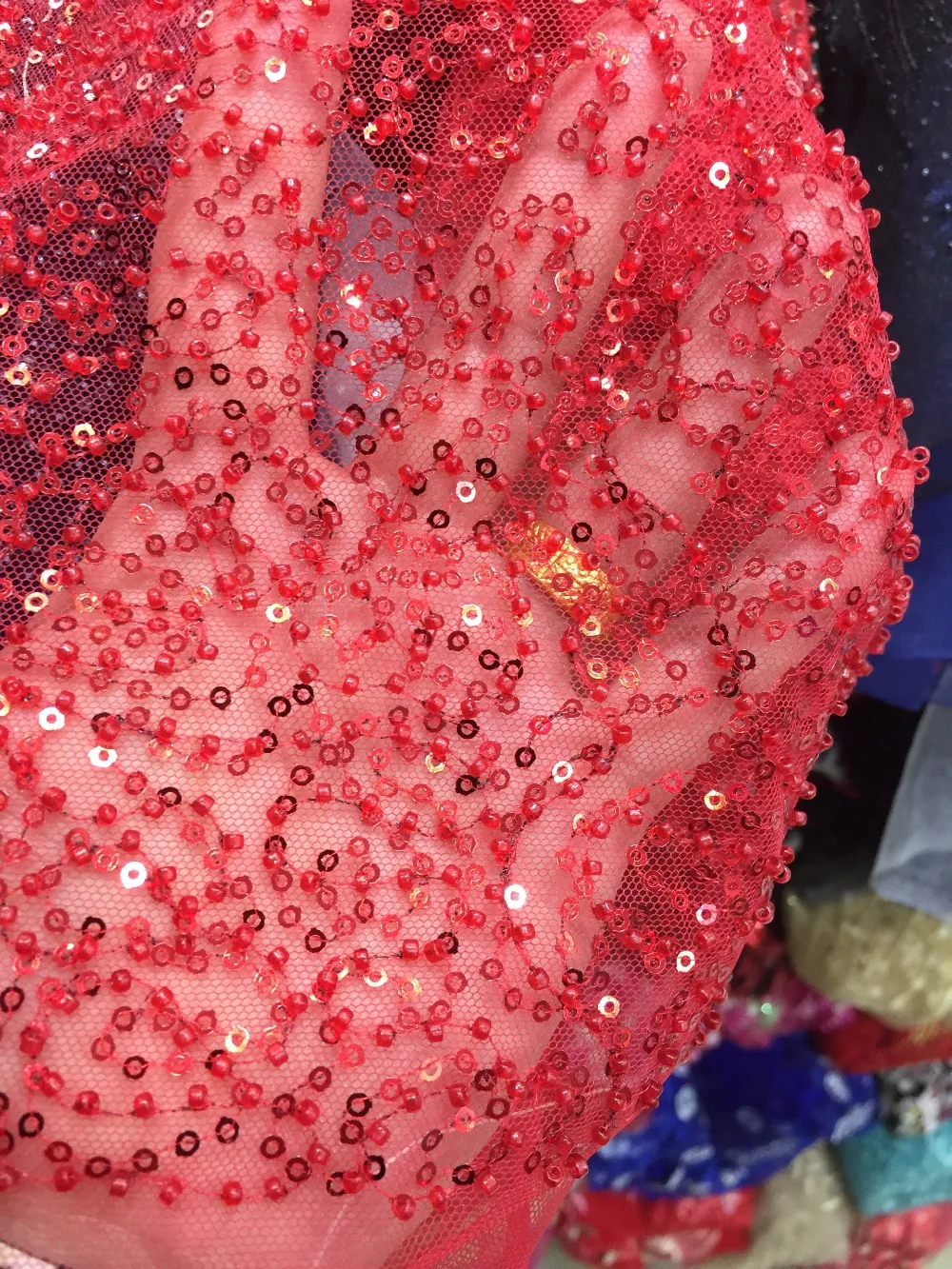 

Latest African Lace 2017 Simple Design French Tulle Lace With Beads Nigerian Embroidered French Lace Fabric For Wedding