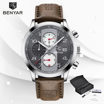 

Wristwatches Quartz Watch Military Chronograph BENYAR Watches Men Reloj Hombre Luminous Pointer Waterproof Sports Male Watches