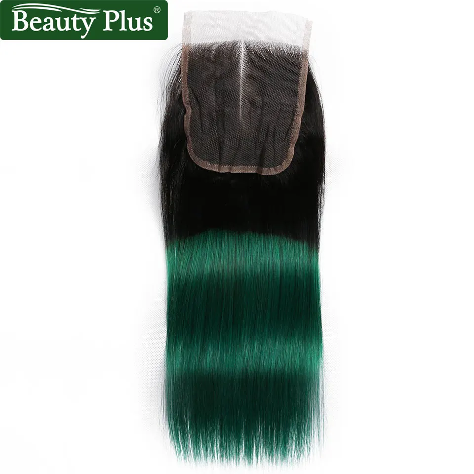 Тень-Закрытие синий Бразильский прямые волосы 4x4 синтетическое закрытие шнурка волос Красота плюс Remy человеческие волосы предварительно цветны - Цвет волос: 1B Turquoise