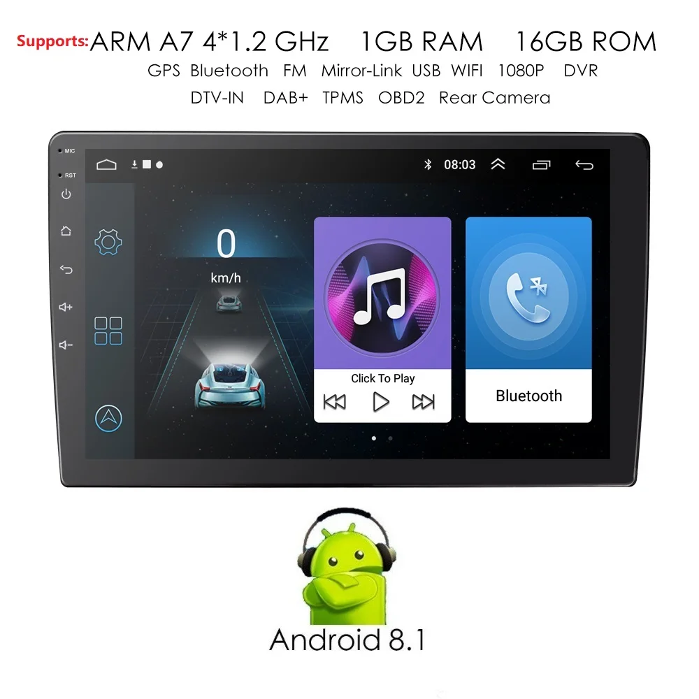 

2din Car Radio Android multimedia player Autoradio 2 Din 9'' Touch screen GPS Bluetooth FM WIFI auto audio player stereo dvr obd