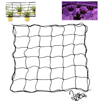 

80cmx80cm Black Nylon Trellis Net with Four Steel Hooks Garden Flexible Netting for Plant Bean Grow Climbing Fence Tents