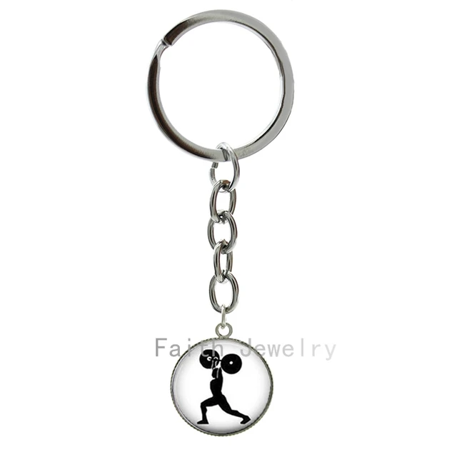 weight lifting silhouette profile image key chains cool hercules keychain fashion sport event jewelry fitness instructor
