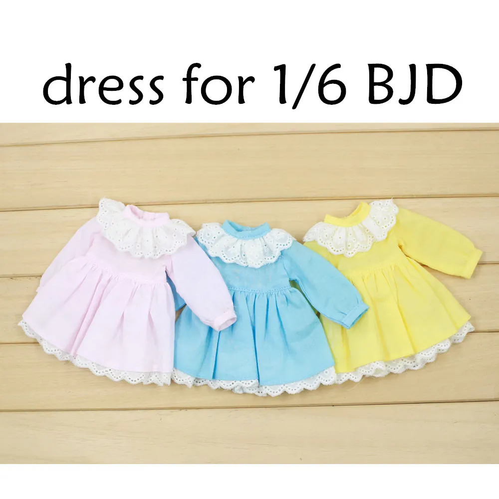 

free shipping forturn days only for 1/6 bjd doll pure color dress lace suit clothes cute, not for blyth icy