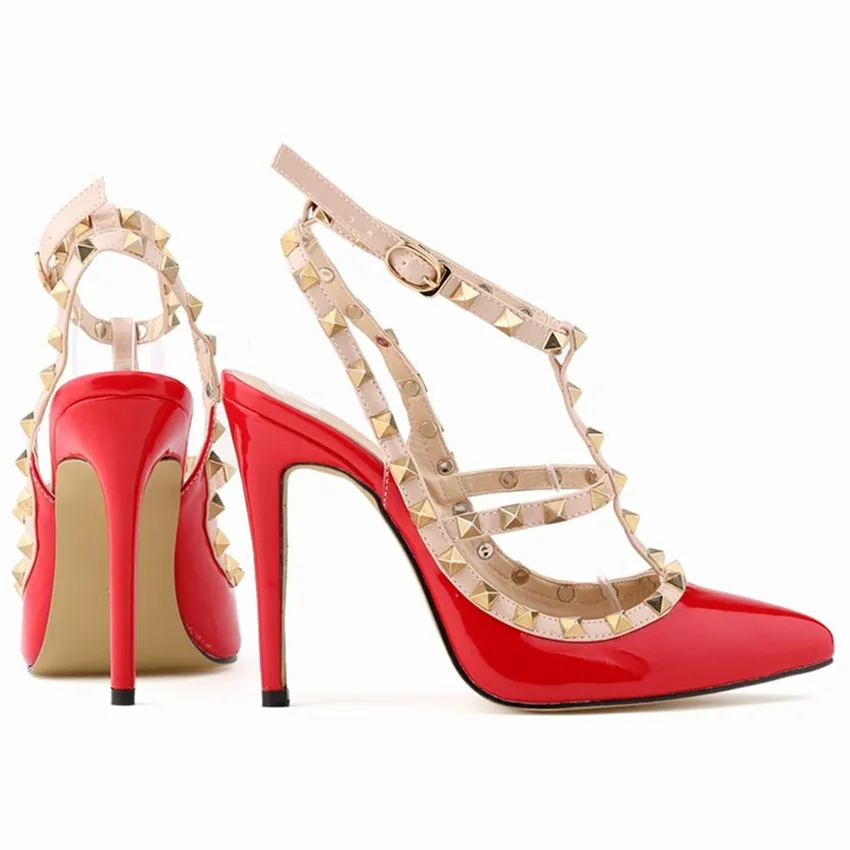 

Women Studded Stiletto Heels Sexy Pointed Toe Thin Heels Shoes Bridal Wedding Party Pumps Shoes