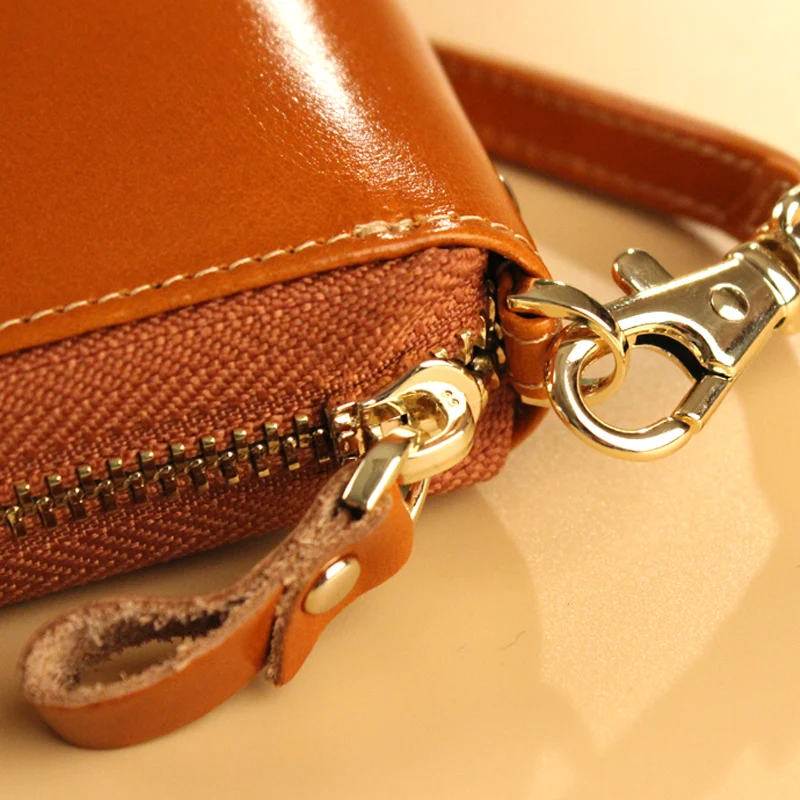 Женский кошелек из натуральной кожи на молнии с отделением для телефона|leather wallet