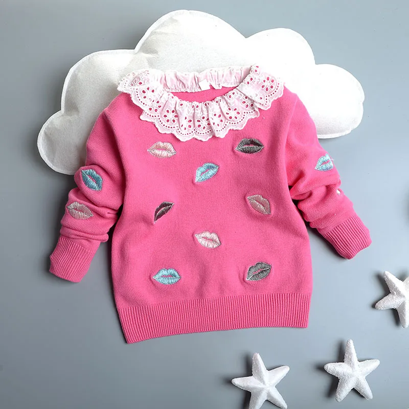 High Quality Autumn Winter Baby Girls font b Sweater b font Kids Clothes Children Cotton Lips