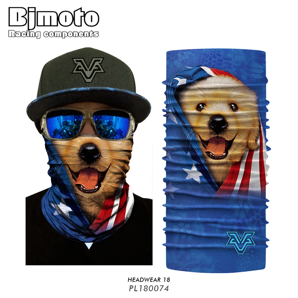 

BJMOTO 3D Cute Dog Tiger Motorcycle Face Shield Head Face Mask Windproof Anti-UV Multi Wear Tube Motorcycle Rider Biker Scarf