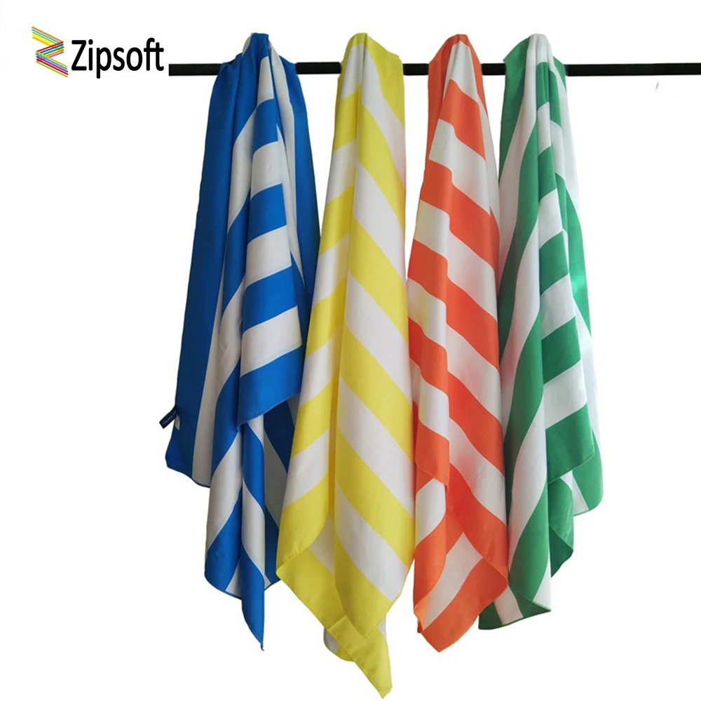 Большой Пляжный коврик Zipsoft 85*200 см микрофибра в полоску быстросохнущее Дорожный