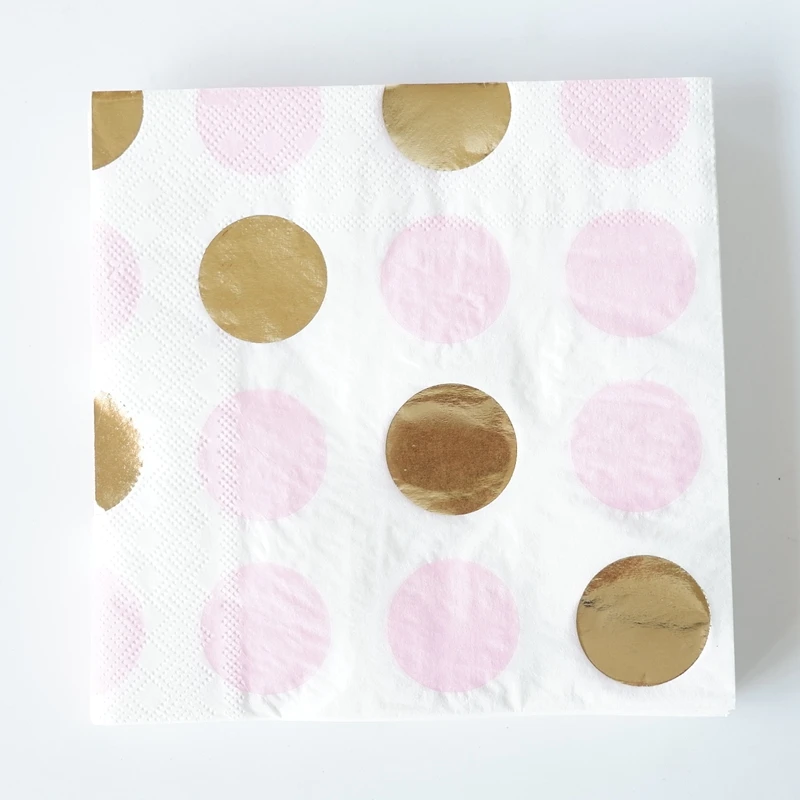 

20PCS/Pack Gold Pink Dot Paper Napkin Party 100% Virgin Wood Paper Napkin For Wedding Baby Birthday Home Decoration Supplies