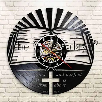

1Piece Every Good And Perfect Gift Is From Above James 1:17 Vinyl Record Wall Clock Christian God Bible Verse Modern Wall Clock
