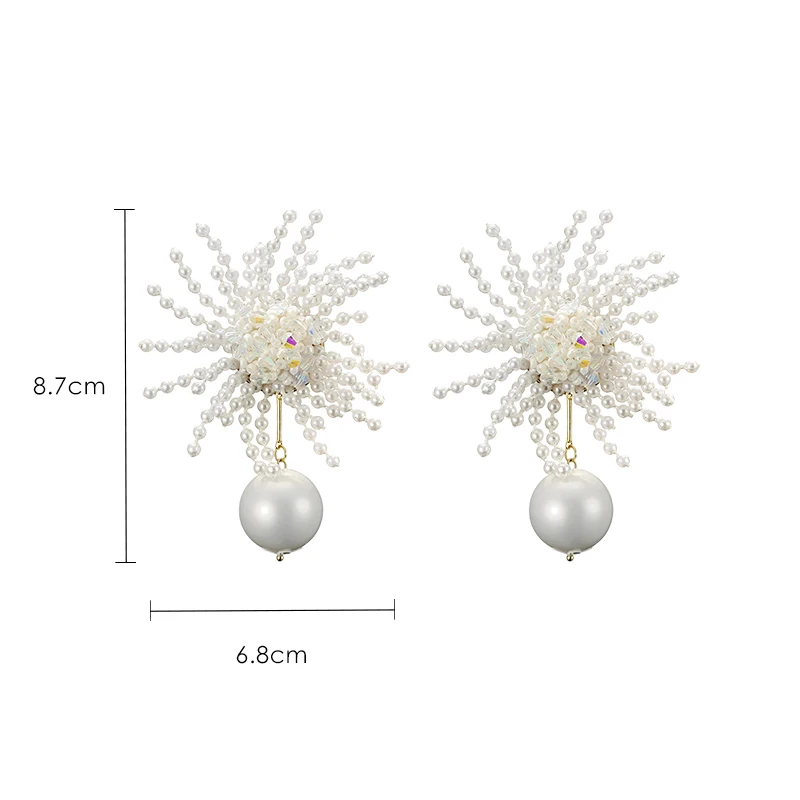 

925 silver needle fashion earrings earrings female temperament personality artificial pearl flowers simple earrings female
