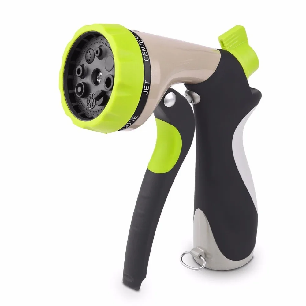 

Garden Hose Nozzle Hand Sprayer 8 Pattern Adjustable Heavy Duty Metal Slip Resistant High Pressure Car Wash Water Gun Home Clean