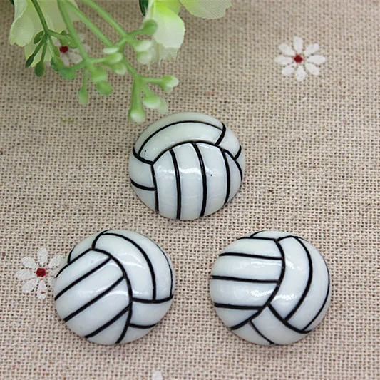 

10PCS 23MM Cute Resin Sports Ball Volleyball Flatback Cabochon Embellishment Accessories DIY Scrapbooking Craft Making