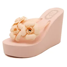 2016 New Fashion Summer Women Sandals High Heels Flip Flops Beach Wedge Sandals Platform Wedge Flip Flops zapatos mujer