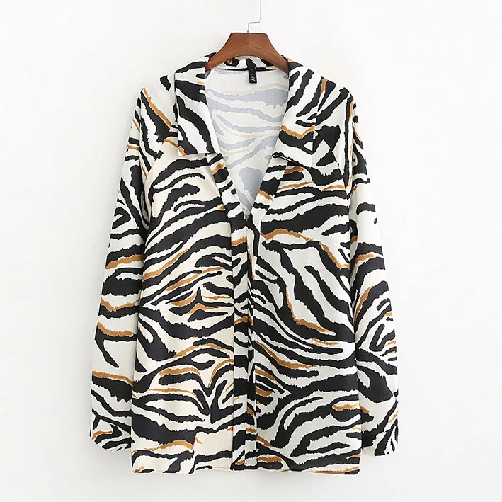 

Women zebra Print Blouses shirt Loose Stand Collar Top business casual femininas blusas plus size