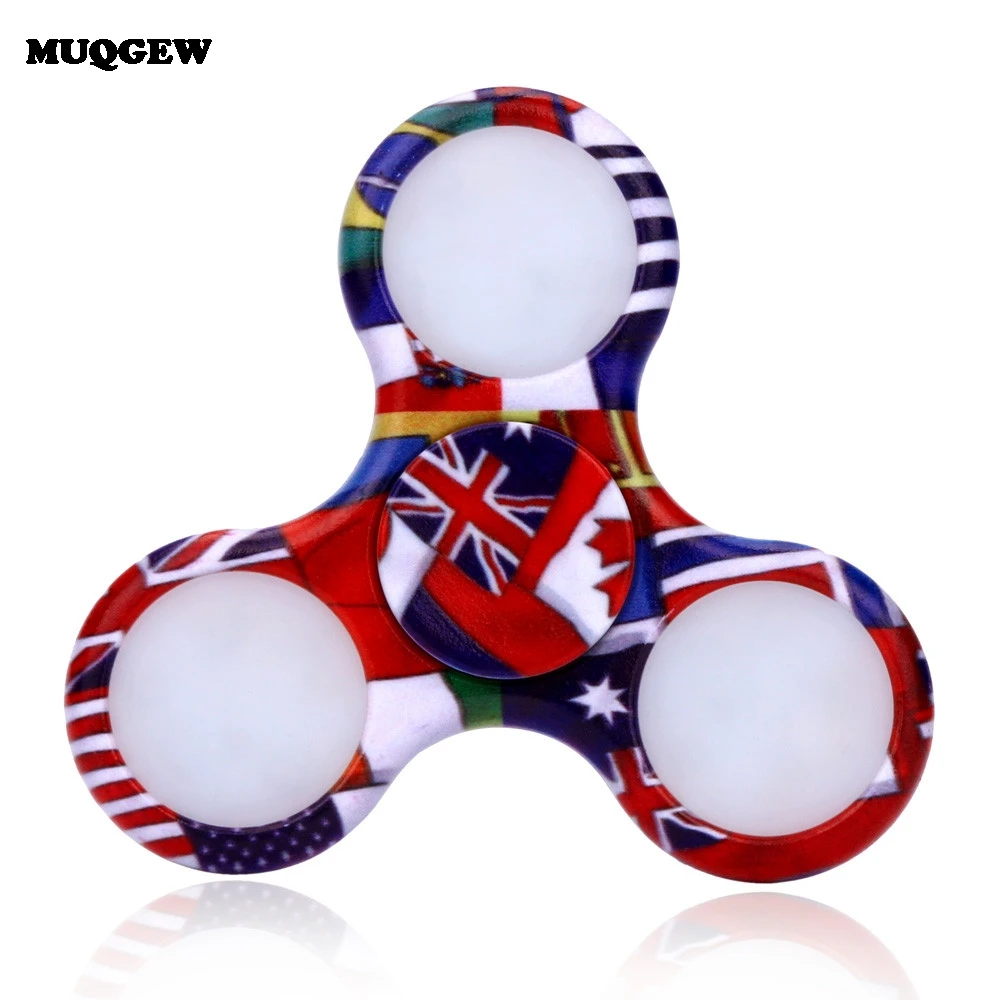 

2017 LED Light Fidget Spinner ABS Plastic Trispinner Gyro Glow Fidget Toy For Autism ADHD Relief Focus Toy Hand Spinner Kid Gift