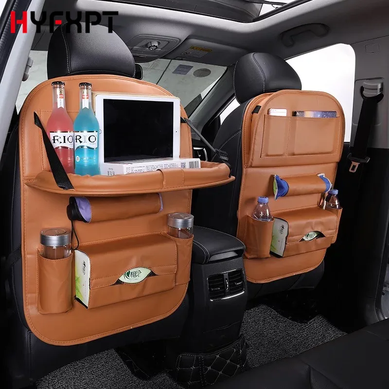 

car-styling auto seat cover back seat fold Dining rack car seat storage bag Multifunction vehicle box car cushion accessories