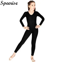 SPEERISE Girls Long Sleeve Unitard Boys Skin Tight Jumpsuit Spandex Full Body Scoop Neck Ballet Costumes