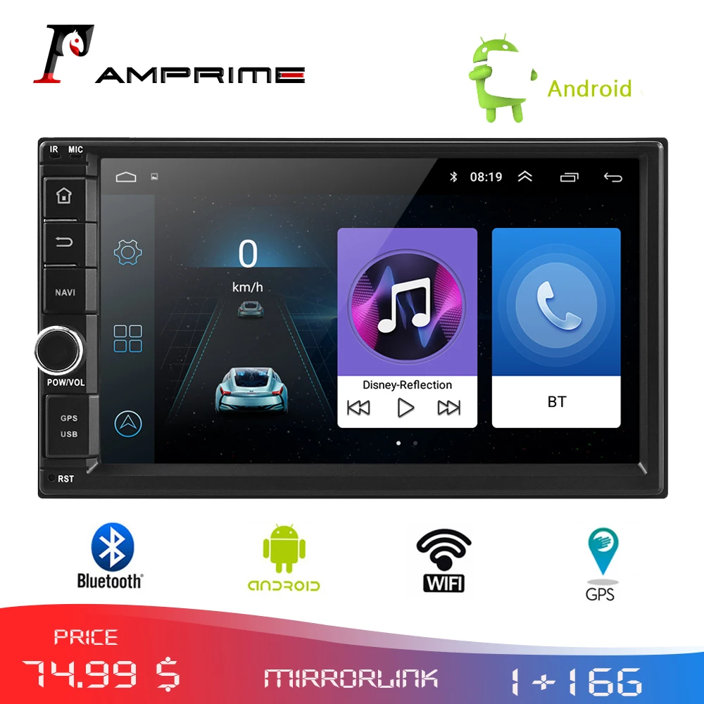 

AMPrime 2 Din Car Radio 7" Android Car Multimedia GPS Navigation Bluetooth Touch screen Wifi Car Audio Stereo FM USB MP5 player