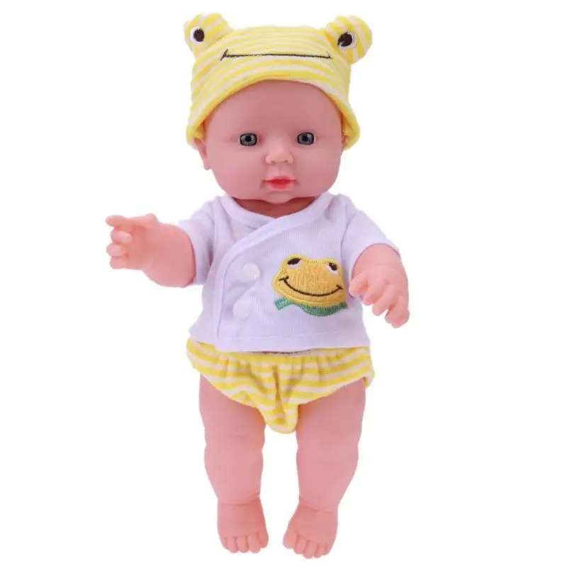 30 см кукла для новорожденных игрушка мягкая виниловая имитация Reborn Baby Doll с одеждой детский спальный Playmate мальчик девочка подарок на день рождения - Цвет: Цвет: желтый