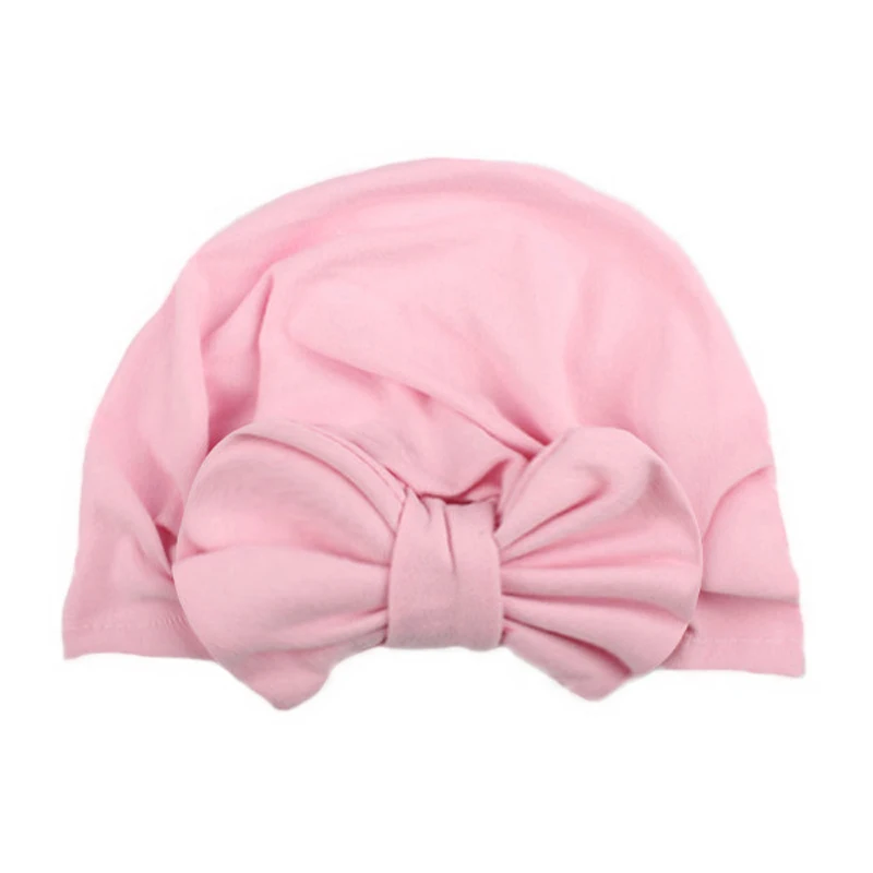 Модная шапочка для маленьких девочек с бантом, карамельный цвет, детская шапочка, аксессуары, 1 шт