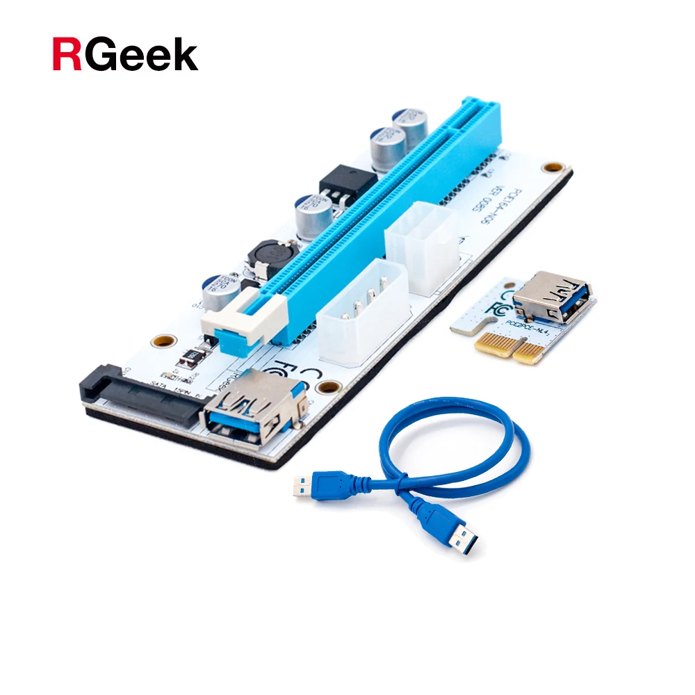 

6pcs/lot PCI-E PCI E 1x to 16x Mining Machine Enhanced Extender 008C Riser Card Adapter 60cm Power Cable for Bitcoin BTC