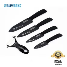 Черный набор кухонных кистей из пяти предметов " 4" " 6" дюймов+ Овощечистка+ крышки из циркония, набор керамических ножей с черным лезвием