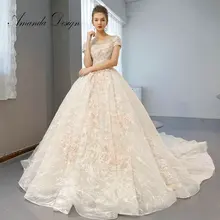 Аманда дизайн vestido de noiva princesa короткий рукав кружева аппликация цветы ручной работы свадебное платье