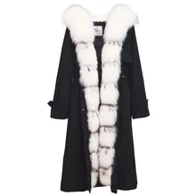 Зимний женский жилет пальто из натурального Лисьего меха воротник из натурального Лисьего меха манжета куртка с капюшоном длинный Камуфляжный зимний теплый пуховик