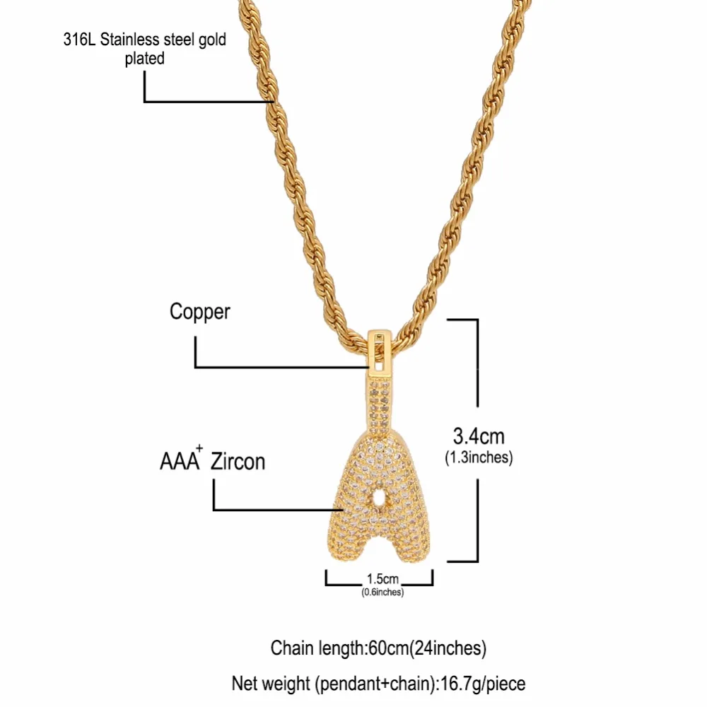 UWIN, мини A-Z, на заказ, Bubble Intial, БУКВЕННОЕ имя, подвеска, Шарм для золота, серебра, кубического циркония, хип-хоп ожерелья, Прямая поставка