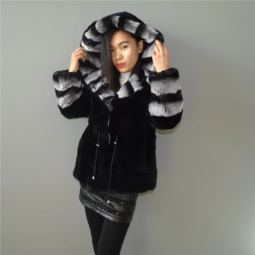 

real Rex rabbit hair female fur coat in the winter of 2017 thick warm natural fur real Lexus Rex rabbit fur coats women