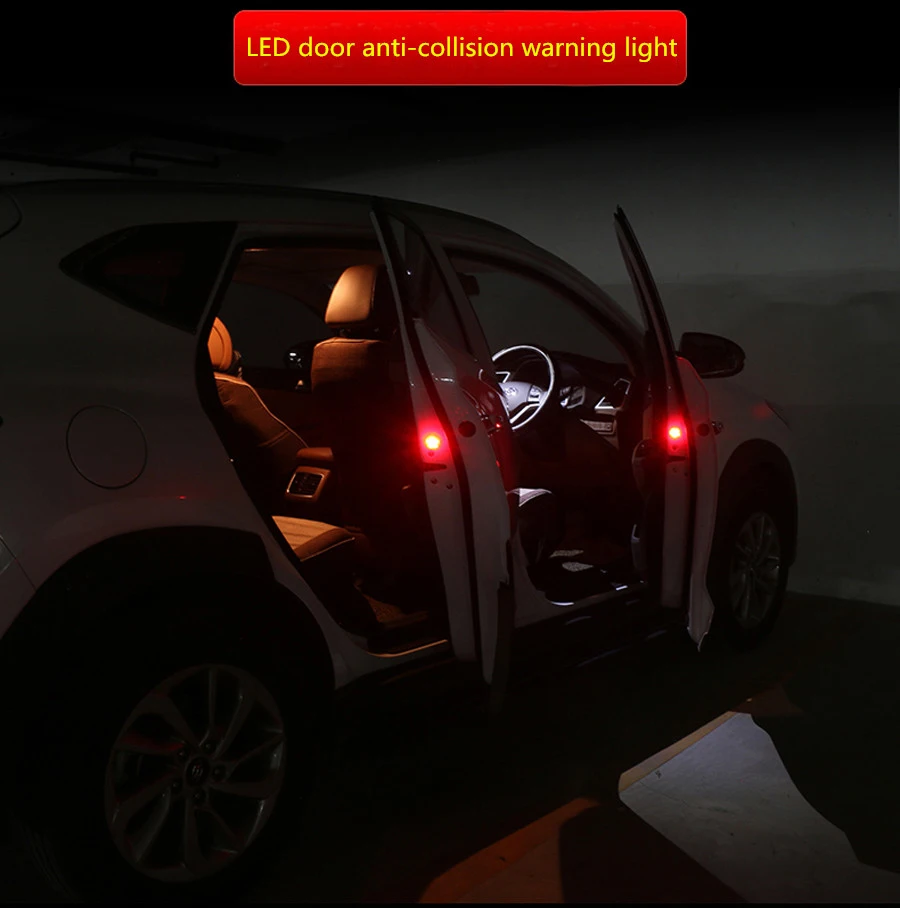 2pcs Wireless Car Door Warning Light Red Strobe Blinking Led Flicker Anti Collision Rear Door Open Safety Car Accessories Signal Lamp Aliexpress
